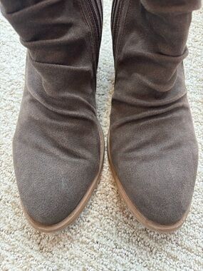 Women's Grey Suede Ankle Booties with Side Zip Closure